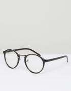 7x Round Glasses In Black - Black