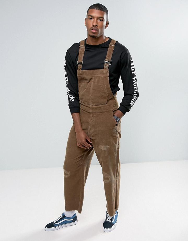 Asos Cord Overalls In Brown - Brown