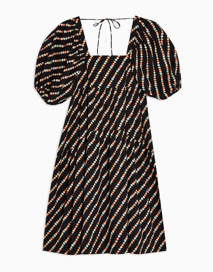 Topshop Poplin Tiered Midi Dress In Black