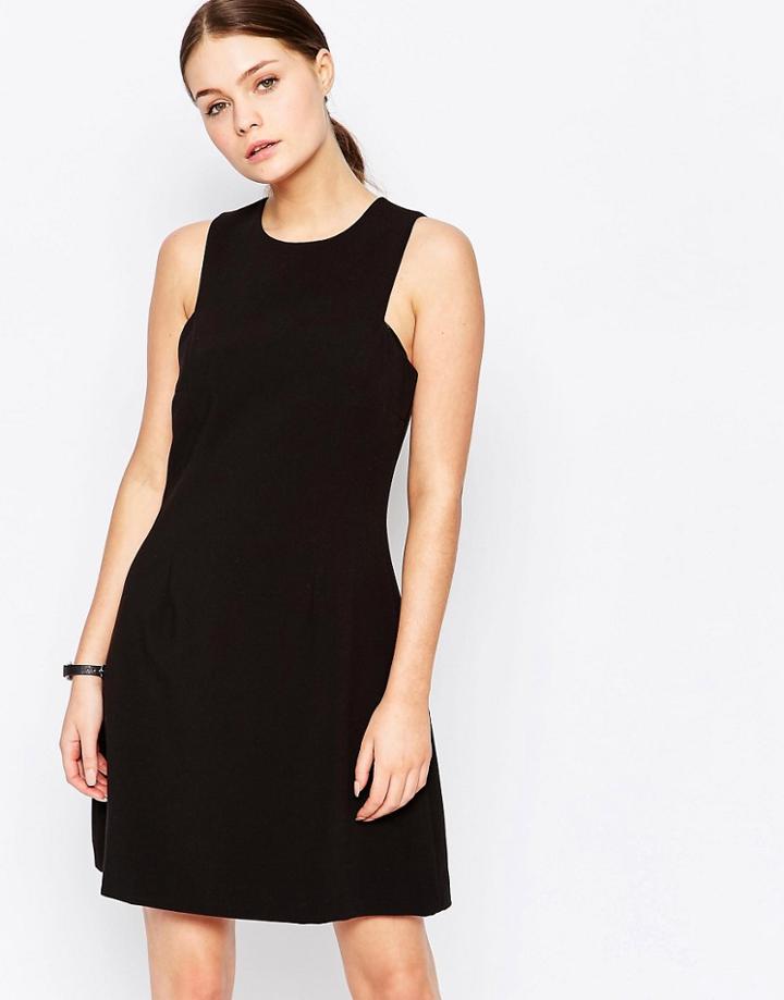 New Look Fit And Flare Tailored Dress - Black