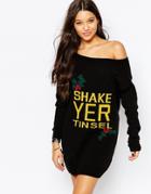 Missguided Shake Yer Tinsel Tunic - Black