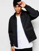 Asos Neoprene Coach Jacket With Patch Pockets In Black - Black