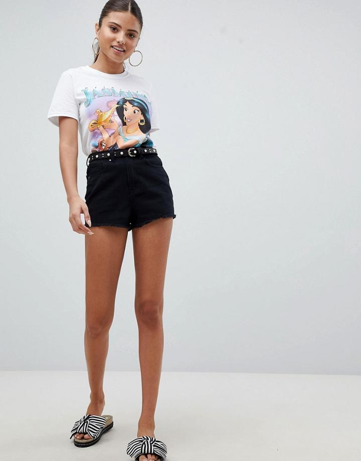 Prettylittlething High Waisted Denim Short - Black