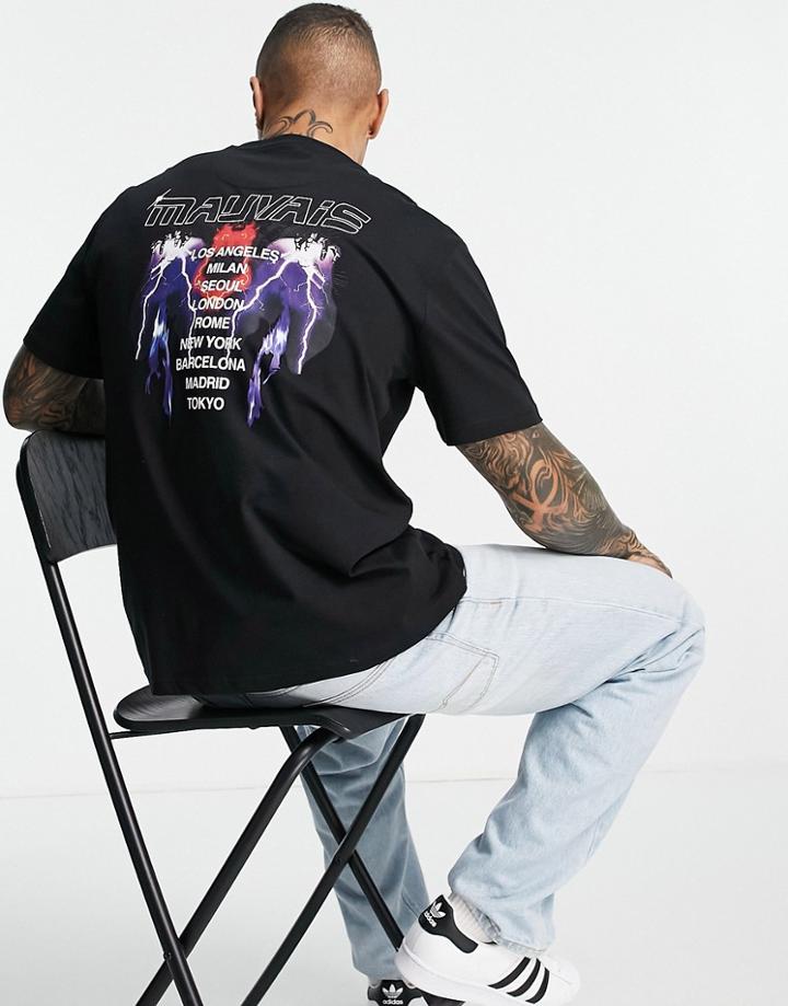 Mauvais Lightning Lady Print T-shirt In Black