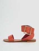 Asos Design Farah Leather Flat Sandals - Orange