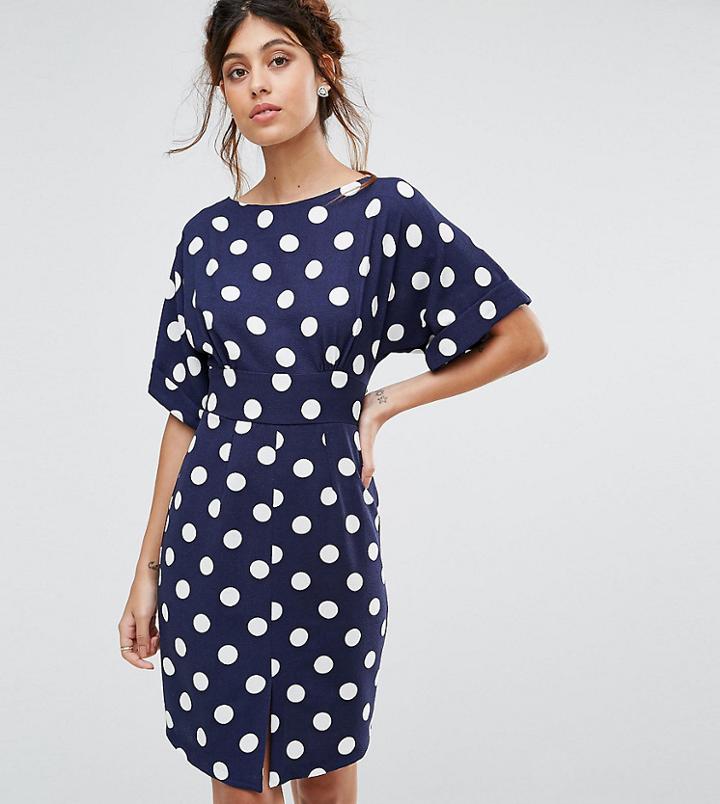 Closet London Kimono Sleeve Midi Dress With Tie Back Detail And Split Front - Multi