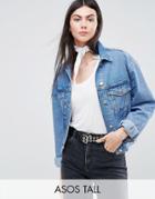 Asos Tall Denim Jacket In Midwash Blue - Blue