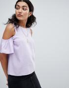 Noisy May Frill Detail Top - Purple