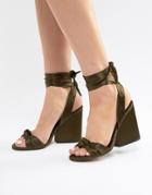 Asos Design Hazy Knotted Heeled Sandals - Green