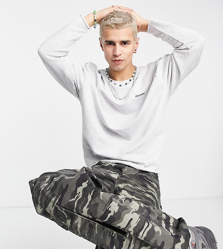 Collusion Oversized Sweatshirt With Raw Hem-gray