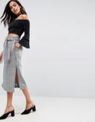 Asos Check Paperbag Column Skirt - Multi