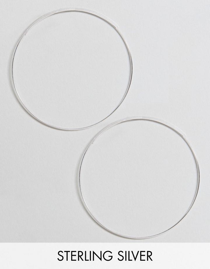 Asos Sterling Silver Open Thread Through Hoop Earrings - Silver