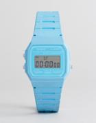 Casio F-91wc-2aef Digital Silicone Watch In Blue - Blue
