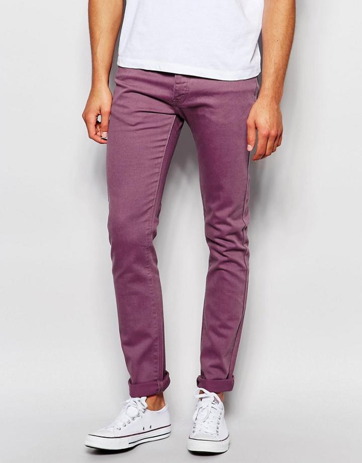 Ldn Dnm Super Skinny Jean Burgundy Wash - Brown