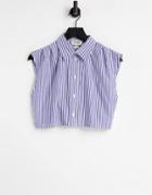 Monki Jessie Organic Cotton Sleeveless Shirt In Blue Stripe-blues
