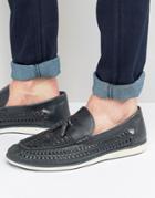 Red Tape Woven Tassel Loafers In Blue Leather - Blue