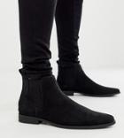 Asos Design Wide Fit Chelsea Boots In Black Faux Suede