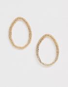Asos Design Earrings In Textured Open Circle In Gold Tone