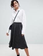 Selected Polka Dot Midi Skirt - Black