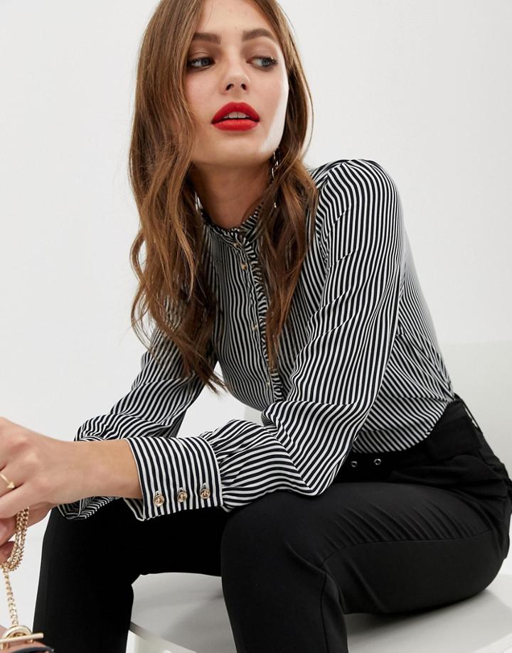 Oasis Shirt With Ruffle Edge In Stripe - Multi