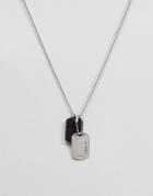 Pull & Bear Military Tag Necklace In Silver - Silver