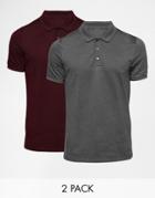 Asos Polo Shirt In Jersey 2 Pack Save 15%