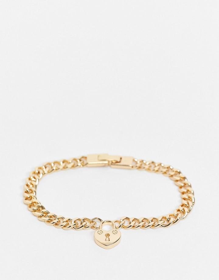 Pieces Heart Lock Chain Bracelet In Gold