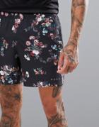 Asos 4505 Training Short In Mid Length With Floral Print - Black