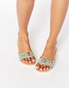 Asos First One Suede Wooden Mule Sandals - Mint