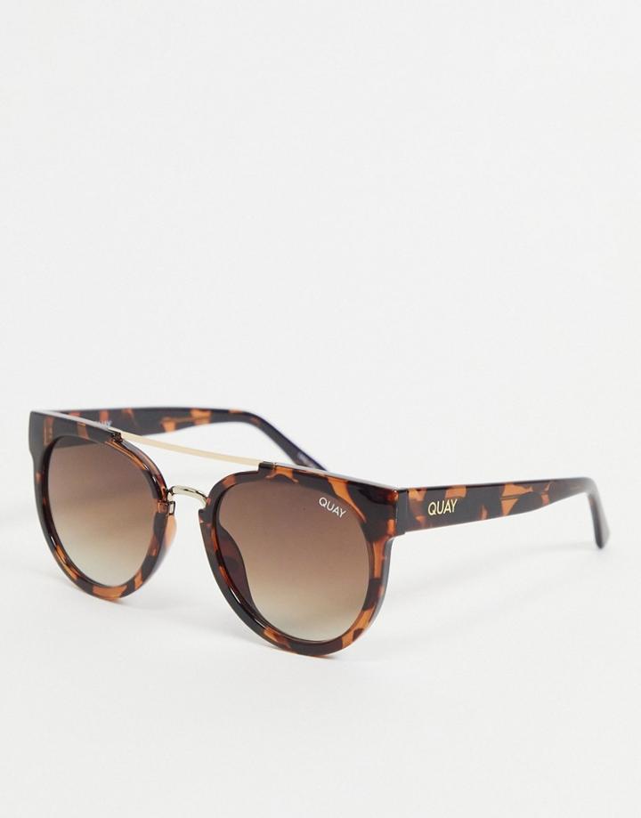 Quay Odin Women's Round Sunglasses In Tortoiseshell-brown
