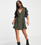 Topshop Petite Double Frill Floral Mini Dress-multi