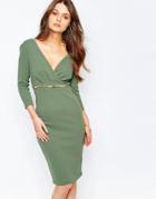 New Look Wrap Front Bodycon Dress - Green