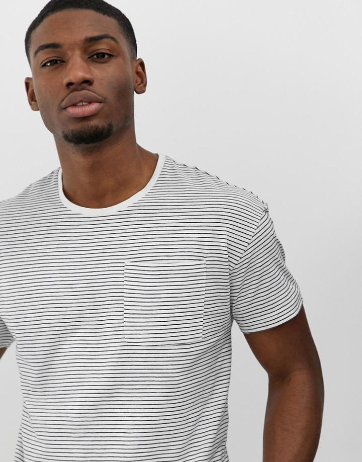 Only & Sons Drop Shoulder Striped T-shirt - White
