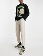 Bershka Loose Fit Formal Pants In Beige-neutral