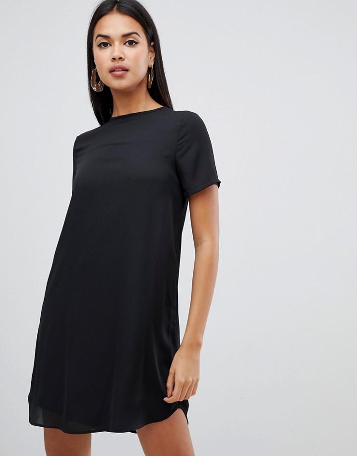Asos Design Sheer Shift Mini Dress-black