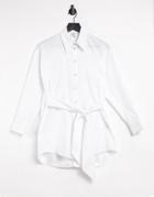 River Island Open Back Poplin Shirt In White