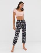 Billabong Floral Beach Pants In Black Multi - Multi