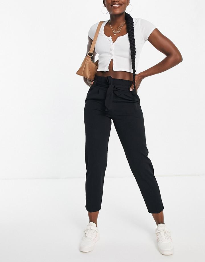 Miss Selfridge Scuba Paperbag Pant In Black