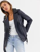 Urbancode Biker Coat In Turbo Pu-navy