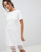 Y.a.s Crochet Hem Dress - White