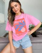 Pull & Bear T-shirt With Slogan In Pink