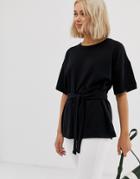 Jdy Firda Tie Waist Sweat Top - Black