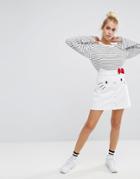 Lazy Oaf X Hello Kitty Denim Skirt - White