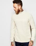 Asos Stitch Design Funnel Neck Sweater - Cream