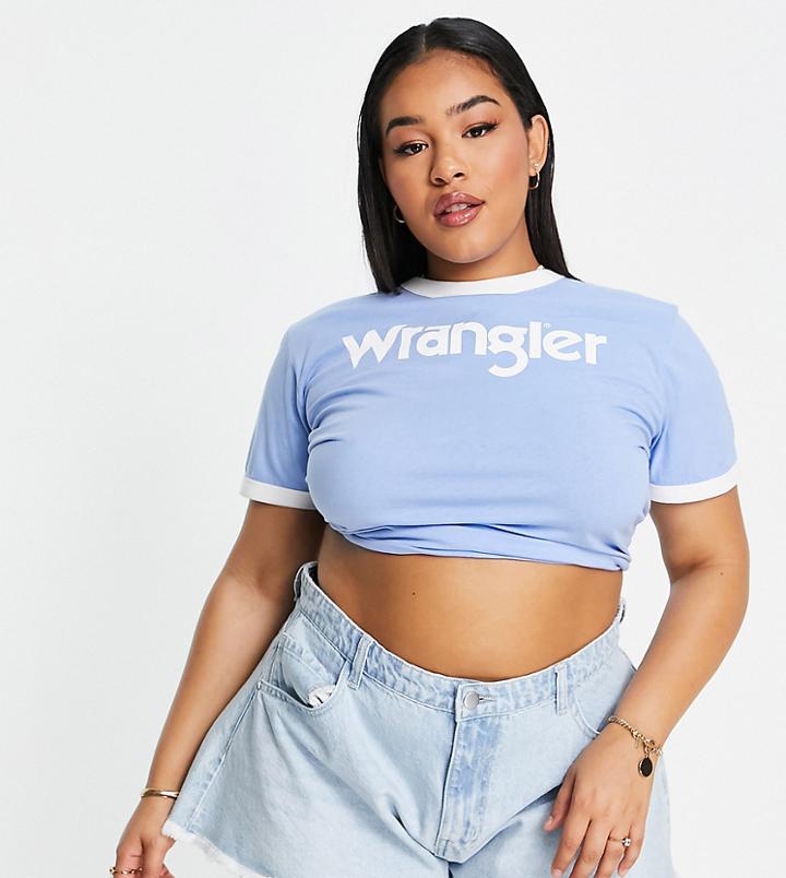 Wrangler Plus Short Sleeve Ringer Tee In Della Robia Blue