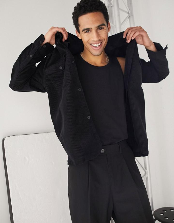 Weekday Dalton Cord Overshirt In Black
