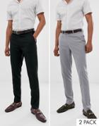 Asos Design 2 Pack Skinny Pants In Black And Gray Save - Multi