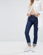 Waven Mari Straight Leg Jeans With Turn Up - Blue