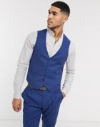 Asos Design Wedding Super Skinny Suit Suit Vest In Stretch Cotton Linen In Navy