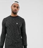 Le Breve Tall Ribbed Arm Crew Neck Sweatshirt - Black